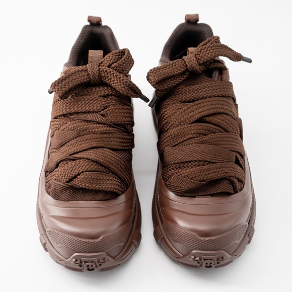 size 12 /EU 45 Burberry Arthur Lace Brown Sneakers Leather Deep Earth main image 10